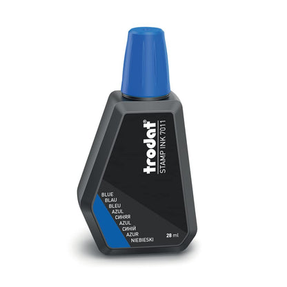 Trodat Standard Stamp Ink Refill – Water-Based, Fade-Resistant Ink for Clear Impressions – Sustainably Made Bottle with Level Indicator – Suitable for Trodat Traditional Hand Stamps – Blue, 28ml