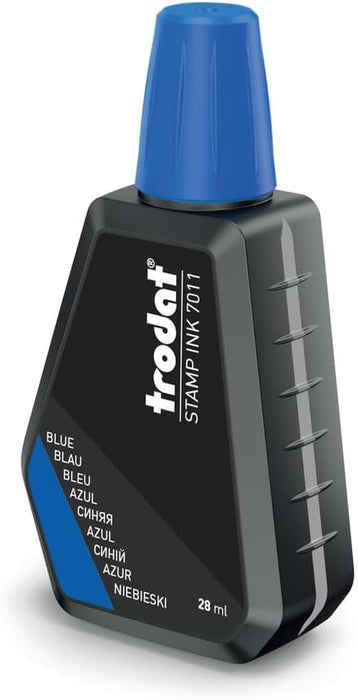 Trodat Standard Stamp Ink Refill – Water-Based, Fade-Resistant Ink for Clear Impressions – Sustainably Made Bottle with Level Indicator – Suitable for Trodat Traditional Hand Stamps – Blue, 28ml