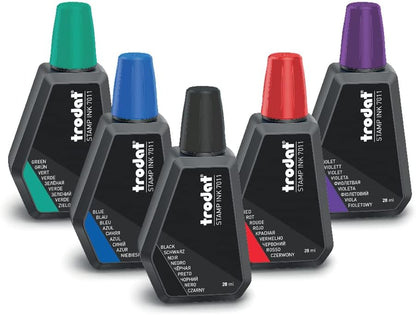 Trodat Standard Stamp Ink Refill – Water-Based, Fade-Resistant Ink for Clear Impressions – Sustainably Made Bottle with Level Indicator – Suitable for Trodat Traditional Hand Stamps – Blue, 28ml