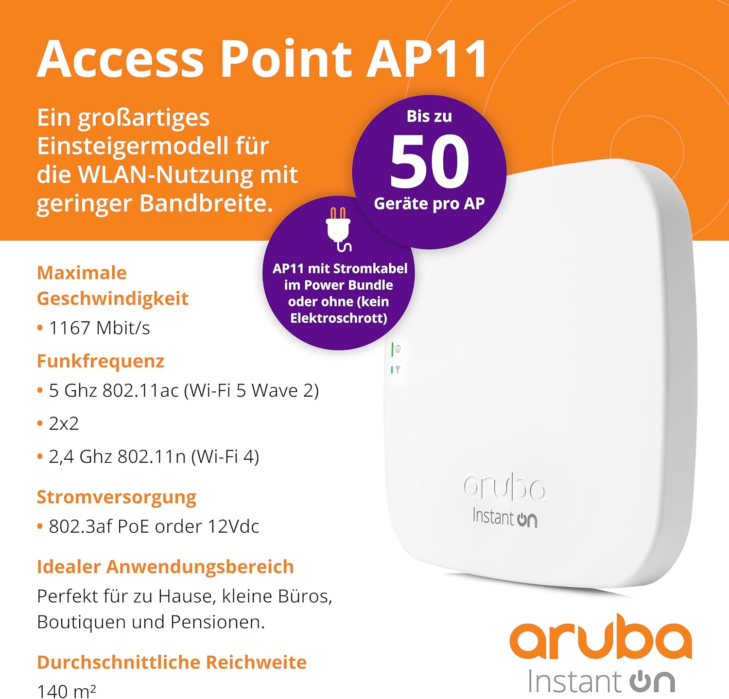 Aruba Instant On AP11 (EU) Access Point incl. home charger
