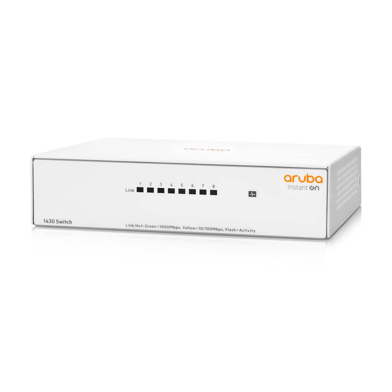 HPE Networking Instant On-Switch-Serie 1430 – Nicht verwalteter Layer-2-Ethernet-Switch mit 8-Port Gb | 8X 1G | Lüfterlos | EU-Kabel (R8R45A#ABB