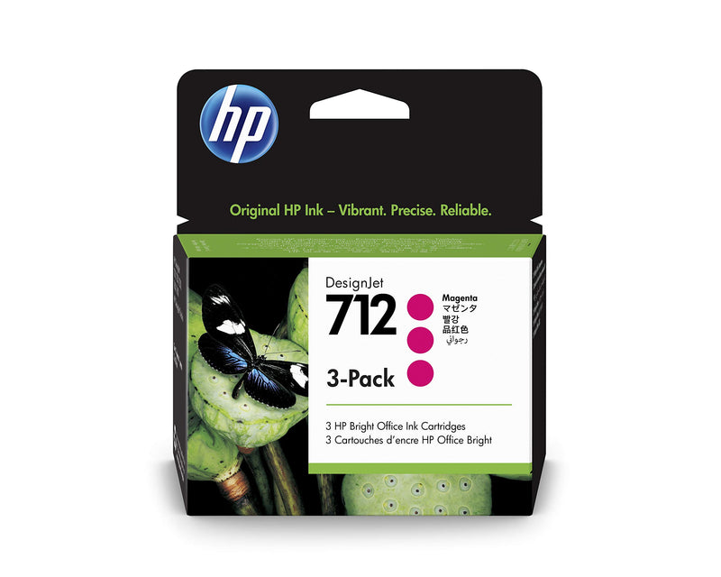 HP 712 3ED78A 3-pack Magenta 29-ml Genuine HP Ink Cartridge with Original HP Ink, for DesignJet T650, T630, T250, T230 & Studio Large Format Plotter Printers and HP 713 DesignJet Printhead