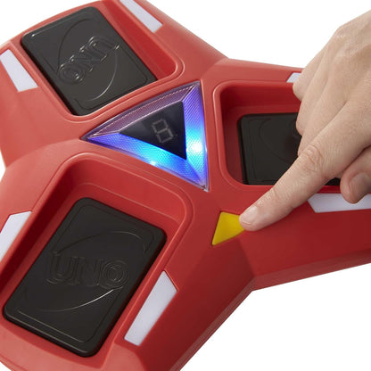 UNO Triple Play Card Game with Card-Holder Unit with Lights & Sounds & 112 Cards, Kid, Teen & Adult Game Night Gift Ages 7 Years & Older, HCC21