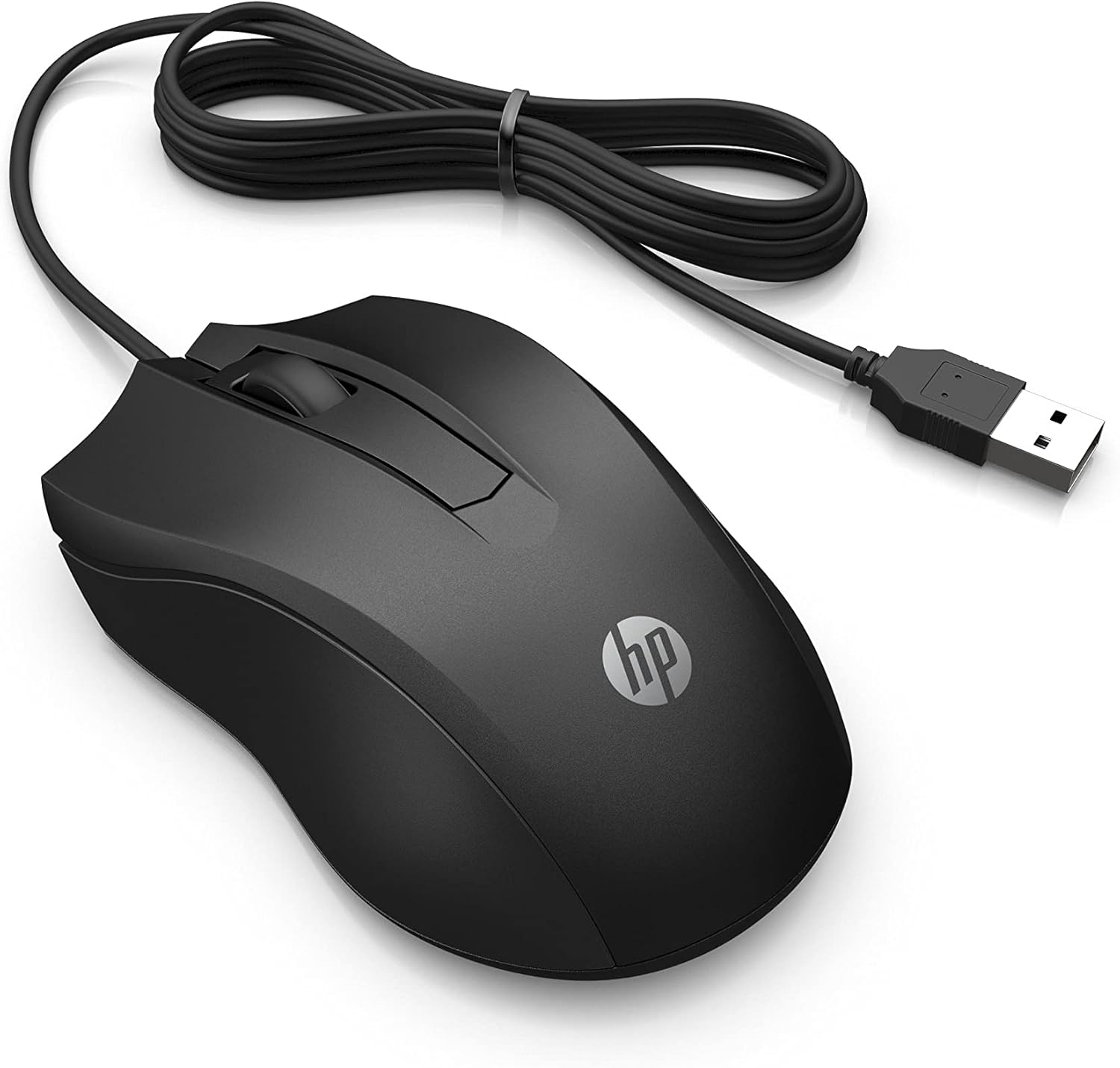 HP 100 Mouse Cablato, 1.600 DPI, destrorso, 3 pulsanti, rotella di corrimento, nero