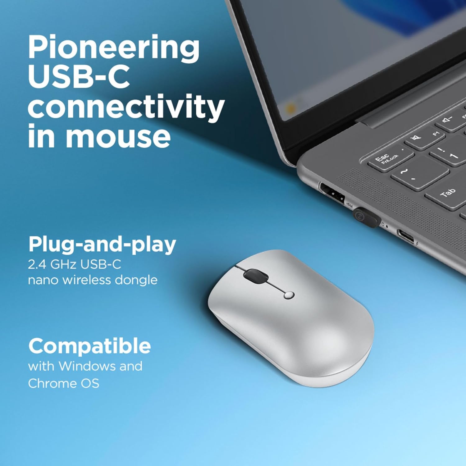 Lenovo 540 USB-C Compact Wireless Mouse (Cloud Grey