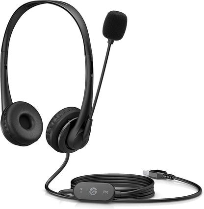 HP Stereo Headset G2 (USB Type A) | 1.8 m Cable Length | 95 g | Black