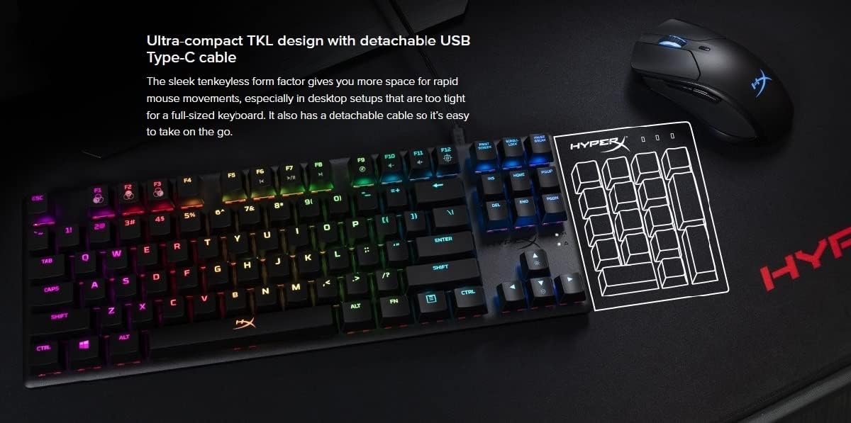 HyperX Alloy Origins Core – RGB Gaming Mechanical Keyboard, Tenkeyless, HyperX Red switches (US layout