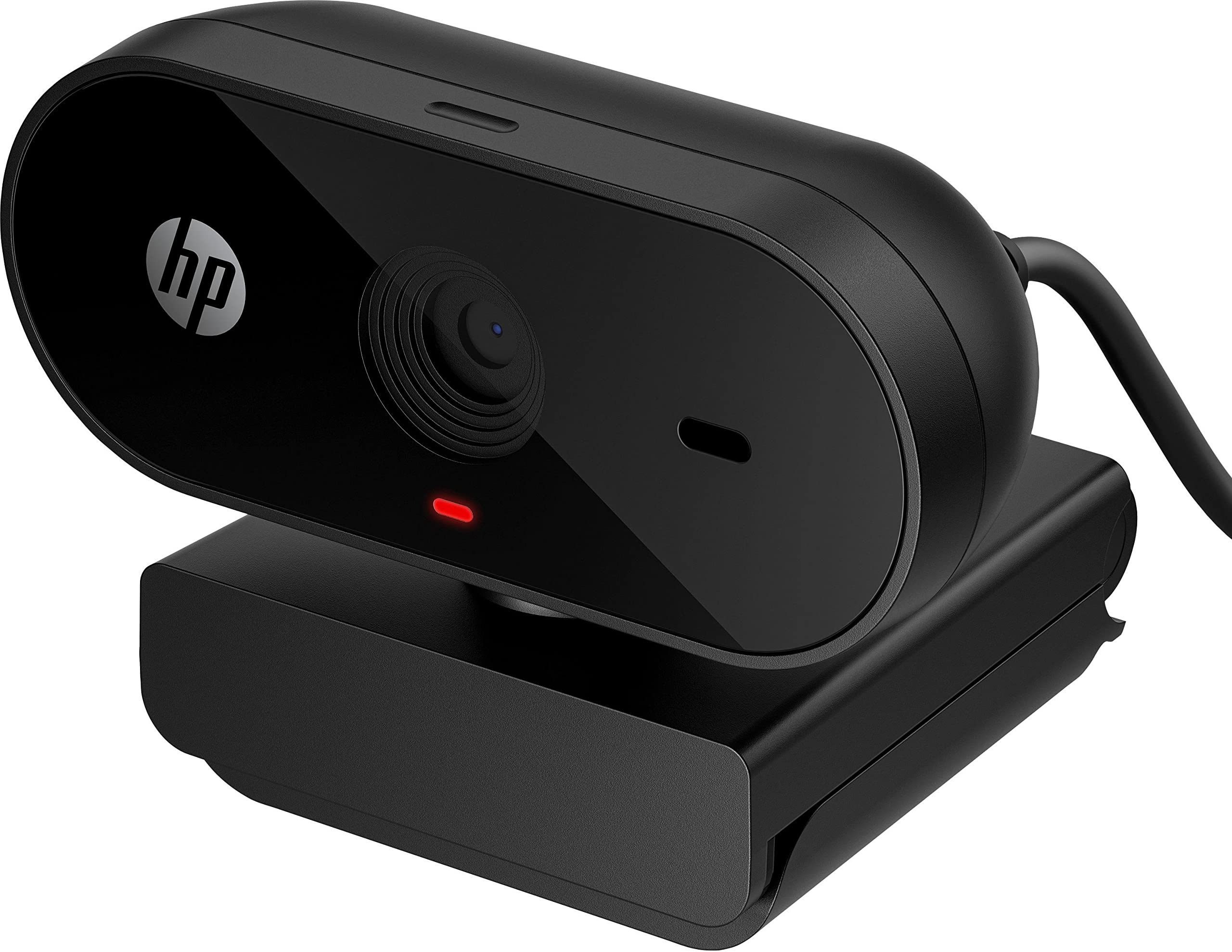 HP PC Webcam 320, 1080p FHD webcam, Compatible with Chrome, Auto Light Corrector, Built-in Microphone, 66 Degree Wide Angle Field of View, Support with 360 Degree Swivel Clip, Black