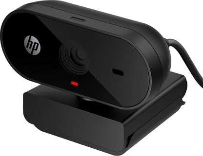 HP PC Webcam 320, 1080p FHD webcam, Compatible with Chrome, Auto Light Corrector, Built-in Microphone, 66 Degree Wide Angle Field of View, Support with 360 Degree Swivel Clip, Black