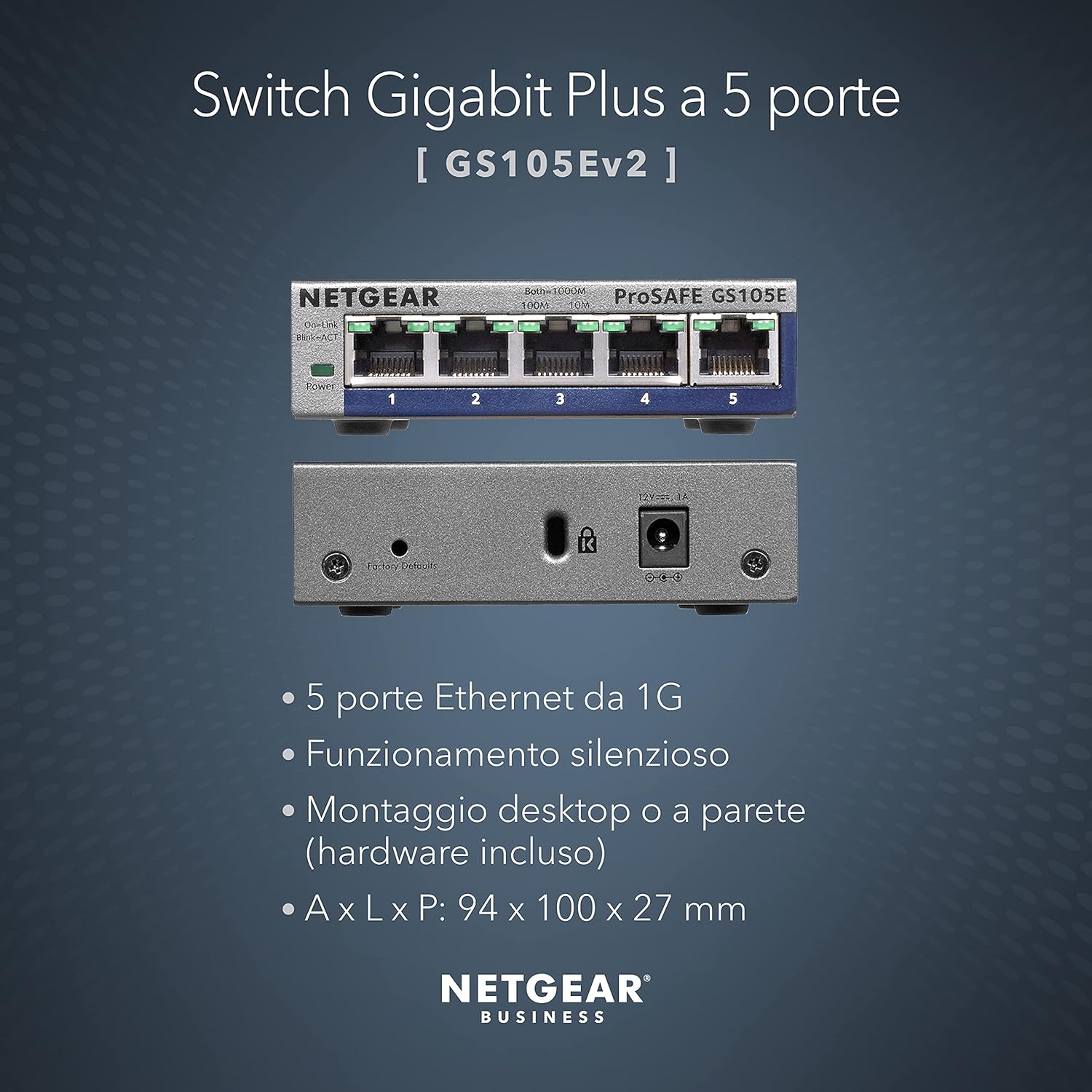 NETGEAR Switch Gigabit gestionable de 5 puertos GS105E Prosafe+