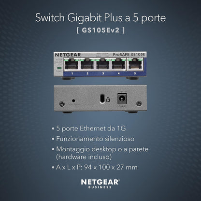 NETGEAR Switch Gigabit gestionable de 5 puertos GS105E Prosafe+