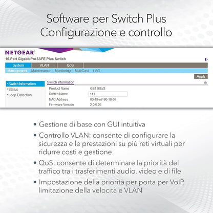 NETGEAR Switch Gigabit gestionable de 5 puertos GS105E Prosafe+