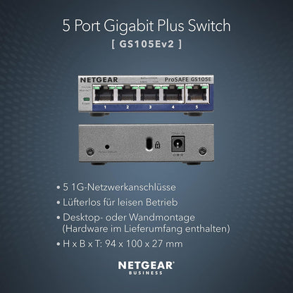 NETGEAR Switch Gigabit gestionable de 5 puertos GS105E Prosafe+
