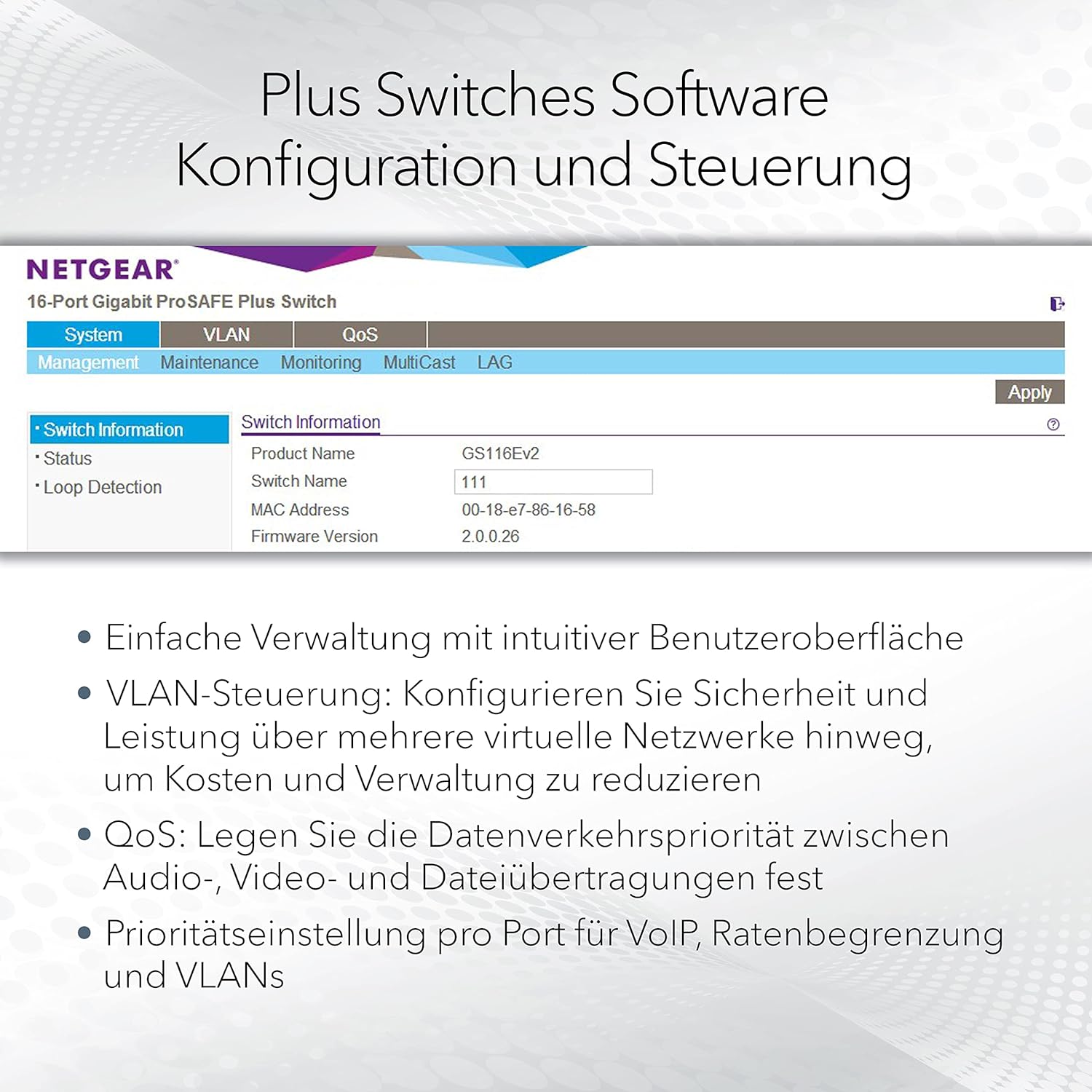NETGEAR Switch Gigabit gestionable de 5 puertos GS105E Prosafe+