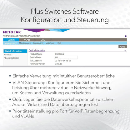 NETGEAR Switch Gigabit gestionable de 5 puertos GS105E Prosafe+