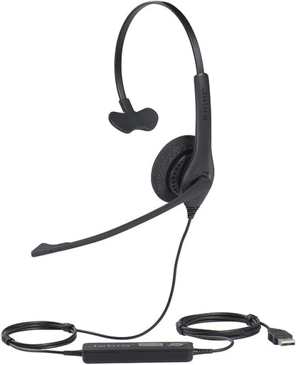 Jabra Biz 1500 USB-A On-Ear Mono Headset - Corded Headphone with Noise-cancelling Microphone, Control Unit and Volume Spike Protection for Deskphones and Softphones