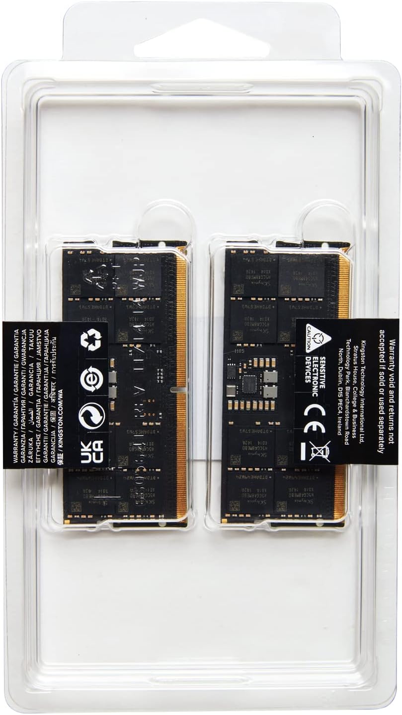 Kingston Fury Impact PnP 32GB (2x16GB) 5600MT/S DDR5 CL40 SODIMM Notebook Gaming Memory Kit of 2 - KF556S40IBK2-32