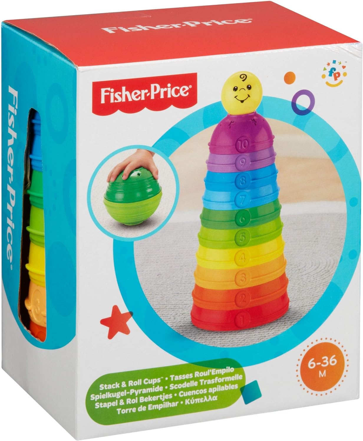 Fisher-Price - Cuencos apilables, juguete bebé +6 meses (Mattel W4472
