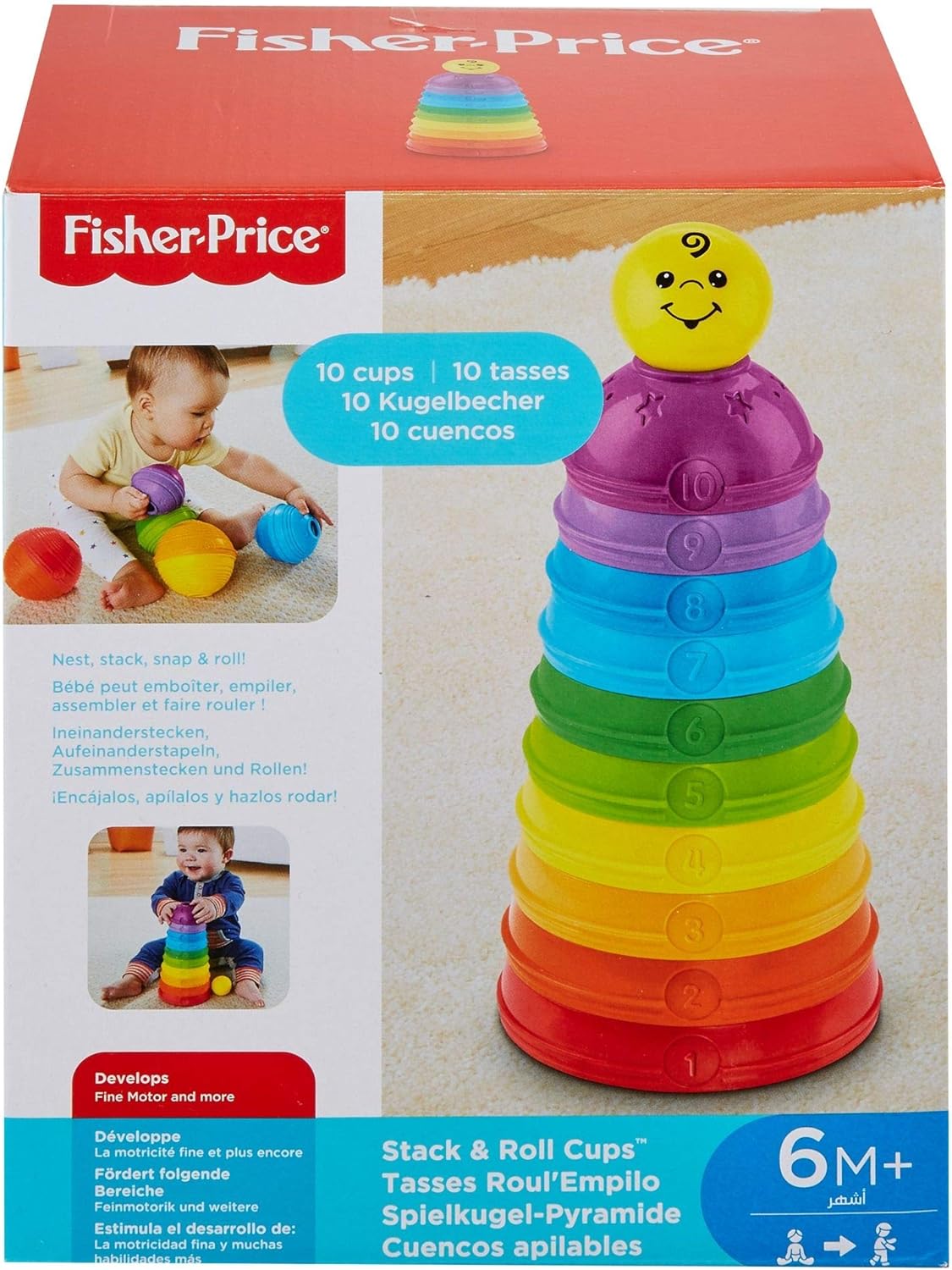 Fisher-Price - Cuencos apilables, juguete bebé +6 meses (Mattel W4472
