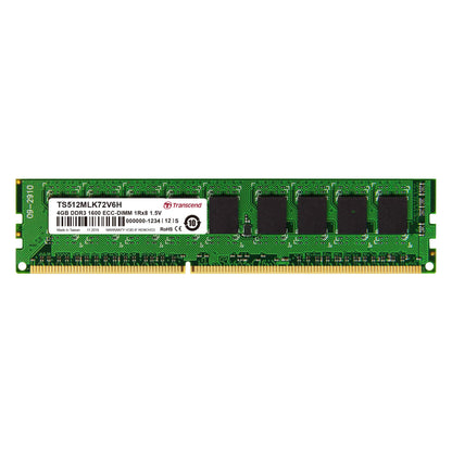 Transcend TS512MLK72V6H - Memoria RAM de 4 GB (240 Pin DIMM, DDR3 SDRAM, 1600 MHz, ECC