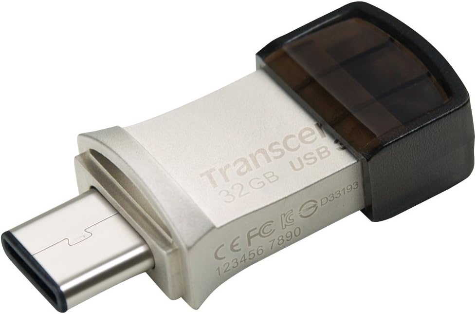 Transcend 32GB JetFlash 890 USB Type-C to USB 3.1 Gen 1 Dual Connector Up to 130MB/s OTG (On-The-Go) Flash Drive (USB Stick) for Android TS32GJF890S 64 GB