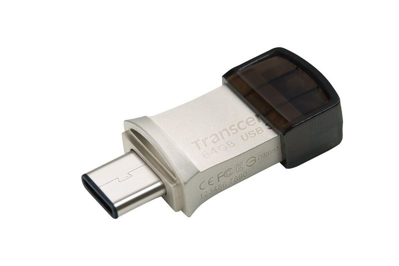 Transcend 64GB JetFlash 890 USB Type-C to USB 3.1 Gen 1 Dual Connector Up to 130MB/s OTG (On-The-Go) Flash Drive (USB Stick) for Android TS64GJF890S