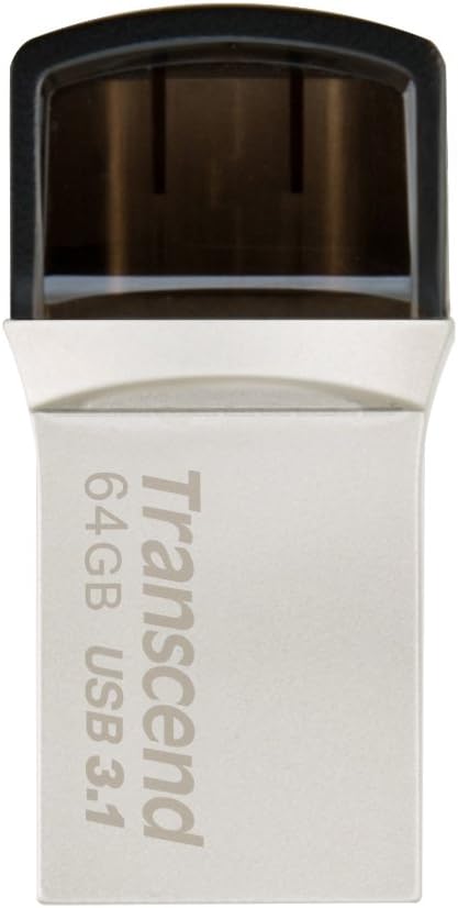 Transcend 64GB JetFlash 890 USB Type-C to USB 3.1 Gen 1 Dual Connector Up to 130MB/s OTG (On-The-Go) Flash Drive (USB Stick) for Android TS64GJF890S