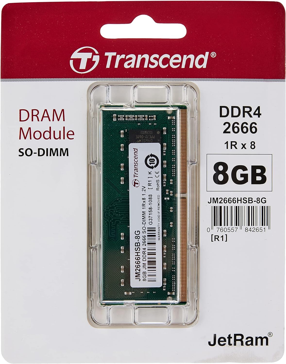 Transcend 8 GB JetRAM DDR4 2666Mhz SO-DIMM 1Rx8 CL19 1.2 V