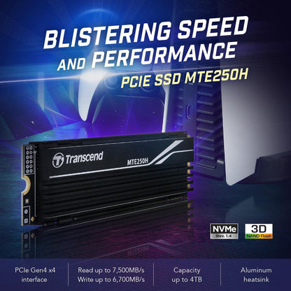 Transcend 1TB NVMe PCIe Gen4 x4 MTE250H M.2 SSD Solid State Drive TS1TMTE250H 1T 23.1mm x 80mm x 9.2 mm