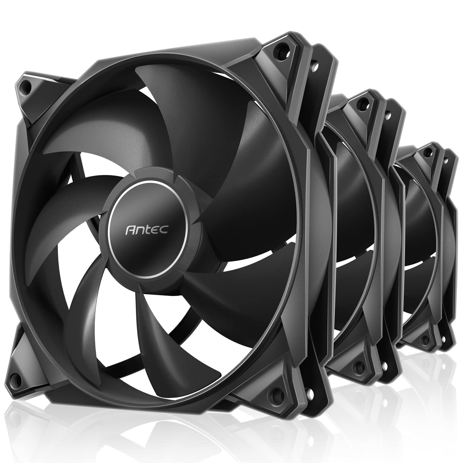Antec Storm PWM 12cm Case Fans x3, Fluid Dynamic Bearing, 600-2000 RPM, Spiral Fan Structure, PWM Daisy Chain 120mm 3 Packs Black