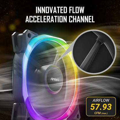 Antec RGB Fans, PC Fans, 5V-3PIN Addressable RGB Fans, 120mm Fan with Controller, Motherboard SYNC with 5V-3PIN, Fusion Series Black 3 Packs 3 Packs Black