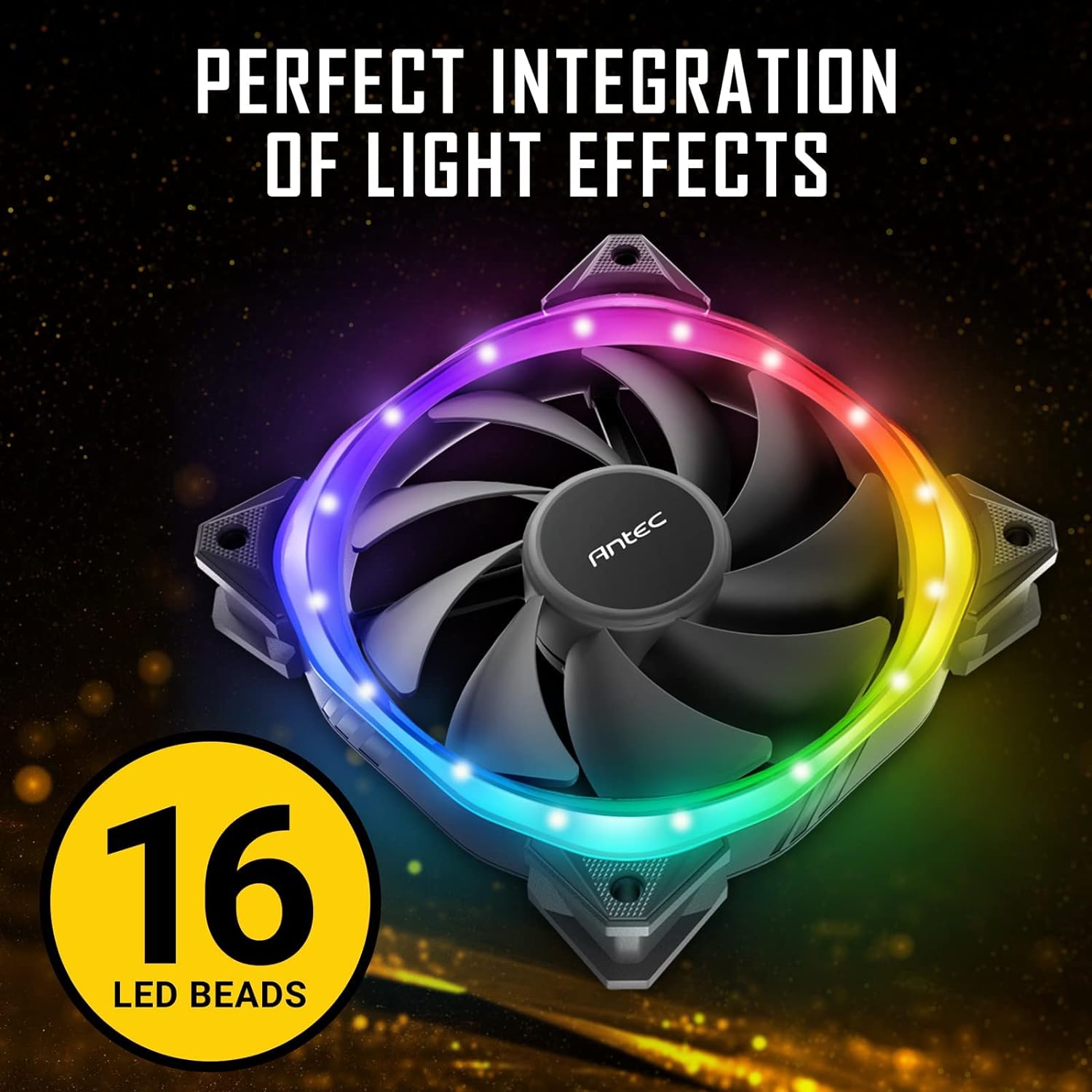 Antec RGB Fans, PC Fans, 5V-3PIN Addressable RGB Fans, 120mm Fan with Controller, Motherboard SYNC with 5V-3PIN, Fusion Series Black 3 Packs 3 Packs Black