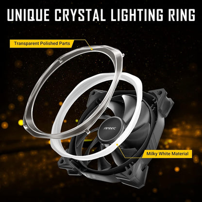 Antec RGB Fans, PC Fans, 5V-3PIN Addressable RGB Fans, 120mm Fan with Controller, Motherboard SYNC with 5V-3PIN, Fusion Series Black 3 Packs 3 Packs Black