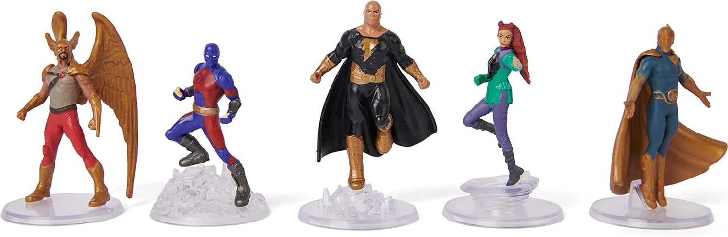 DC Comics, Black Adam Justice Society Set 5-Pack, 2-Inch Action Figures with Stands, Black Adam Movie Collectible Kids Toys, Ages 3 and Up