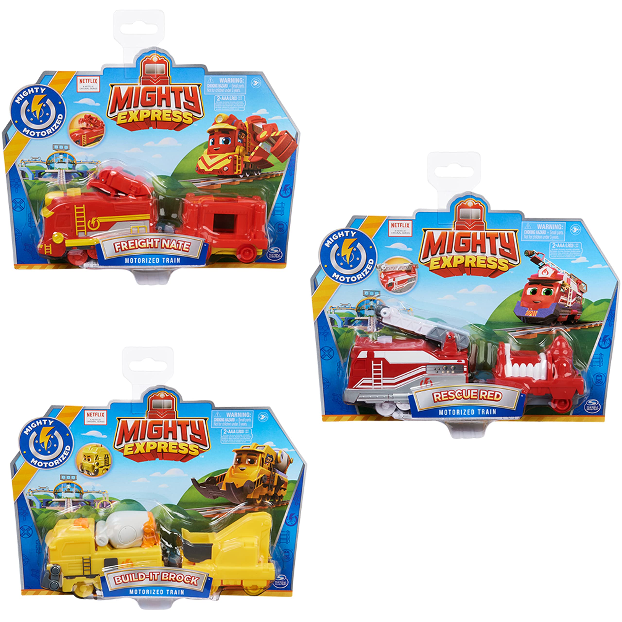 Mighty Express Motorised Train with Freight Wagon, Battery-Operated Locomotive with Wagon in Various Designs, No Pre-Selection Possible, 1 Train Included, from 3 Years, Black