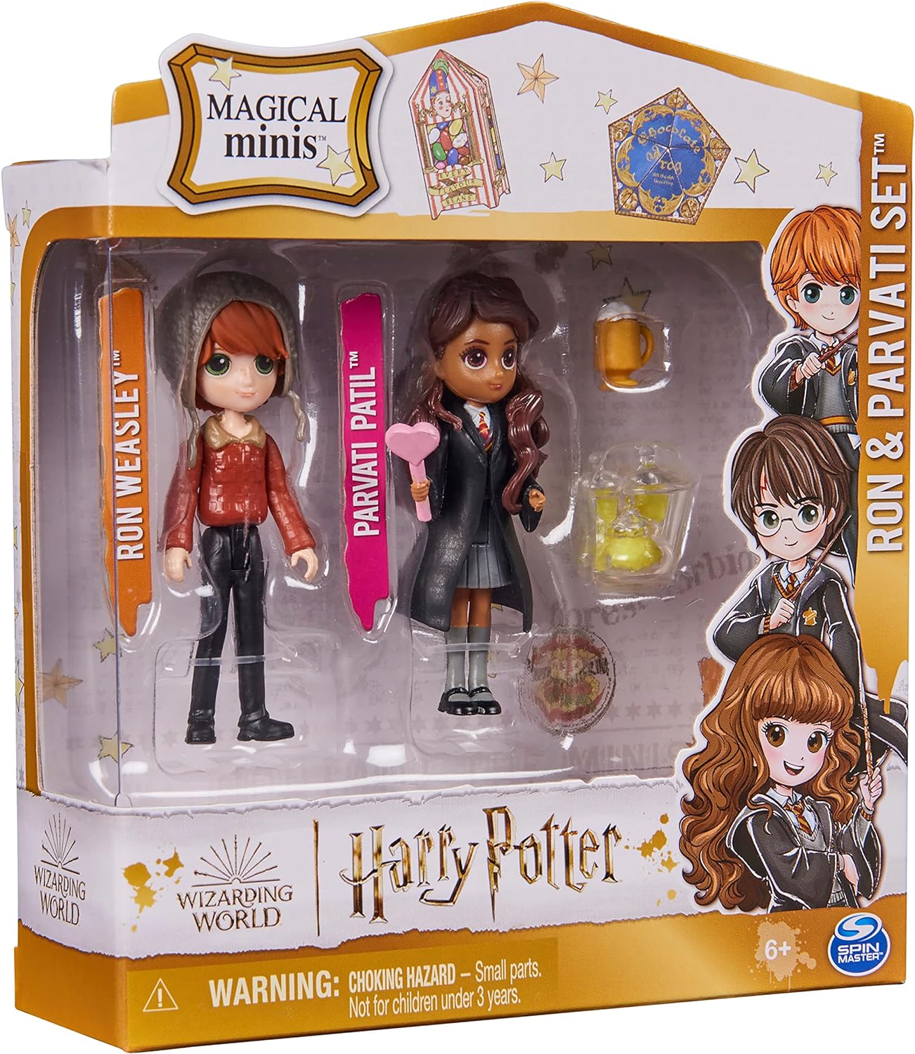 Wizarding World Harry Potter, Magical Minis Ron Weasley and Parvati Patil Figure Set with 2 Doll Accessories, Kids’ Toys for Ages 6 and up