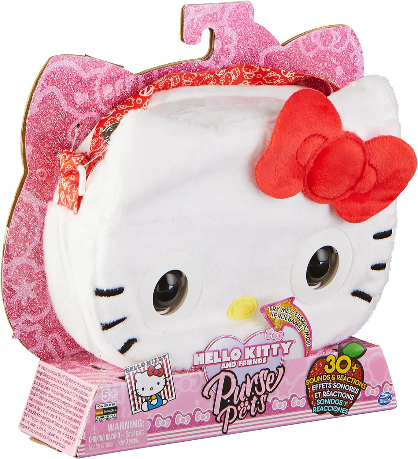 Purse Pets, Sanrio Hello Kitty and Friends, Hello Kitty, Bolso y Juguete de Mascota interactiva con más de 30 Sonidos y reacciones, Juguetes para niñas
