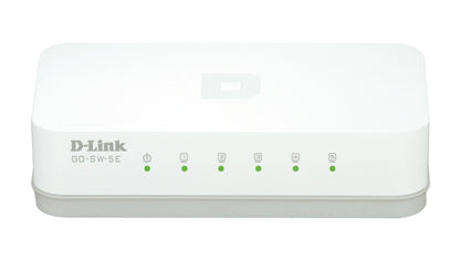 D-Link GO-SW-5E Switch Desktop, 5 Porte RJ45 Fast Ethernet 10/100Mbps, Plug & Play, Plastica
