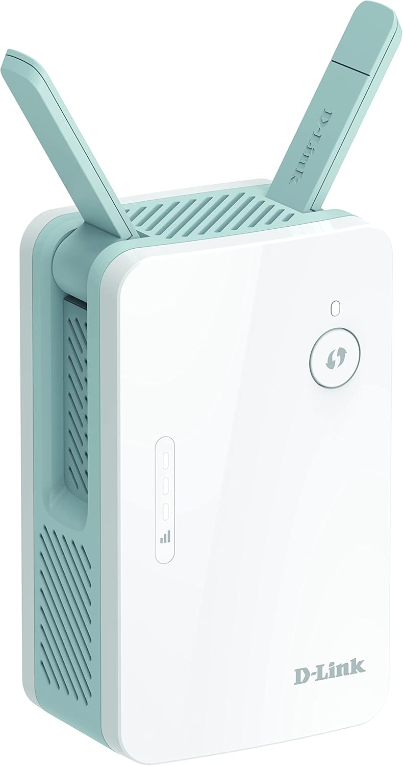 D-Link E15 Range Extender Mesh EAGLE PRO AI AX1500, ripetitore Wi-Fi, hotspot con porta Gigabit, MU-MIMO, OFDMA, Indicatore di segnale con AI, plug and play, WPS, WPA3