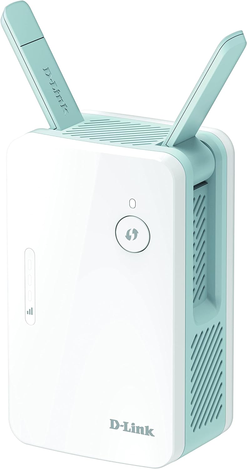 D-Link E15 Range Extender Mesh EAGLE PRO AI AX1500, ripetitore Wi-Fi, hotspot con porta Gigabit, MU-MIMO, OFDMA, Indicatore di segnale con AI, plug and play, WPS, WPA3