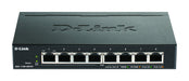 D-Link DGS-1100-08PV2/E, 8-Port Layer 2 Gigabit PoE Smart Switch (8 x 10/100/1000 Mbit/s BaseT PoE Port, 64W PoE Kapazität, lüfterlos, Metallgehäuse) - Nur EU-Netzkabel, Schwarz
