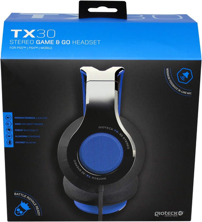Gioteck - Casque stéréo Game & Go TX30 Bleu Grill pour PS5, PS4, Xbox Series, Xbox One et Mobile blue