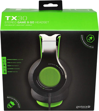 GIOTECK - Casque stéréo Game & Go TX30 Vert Grill pour Xbox Series, Xbox One, PS5, PS4 et Mobile Black and Green
