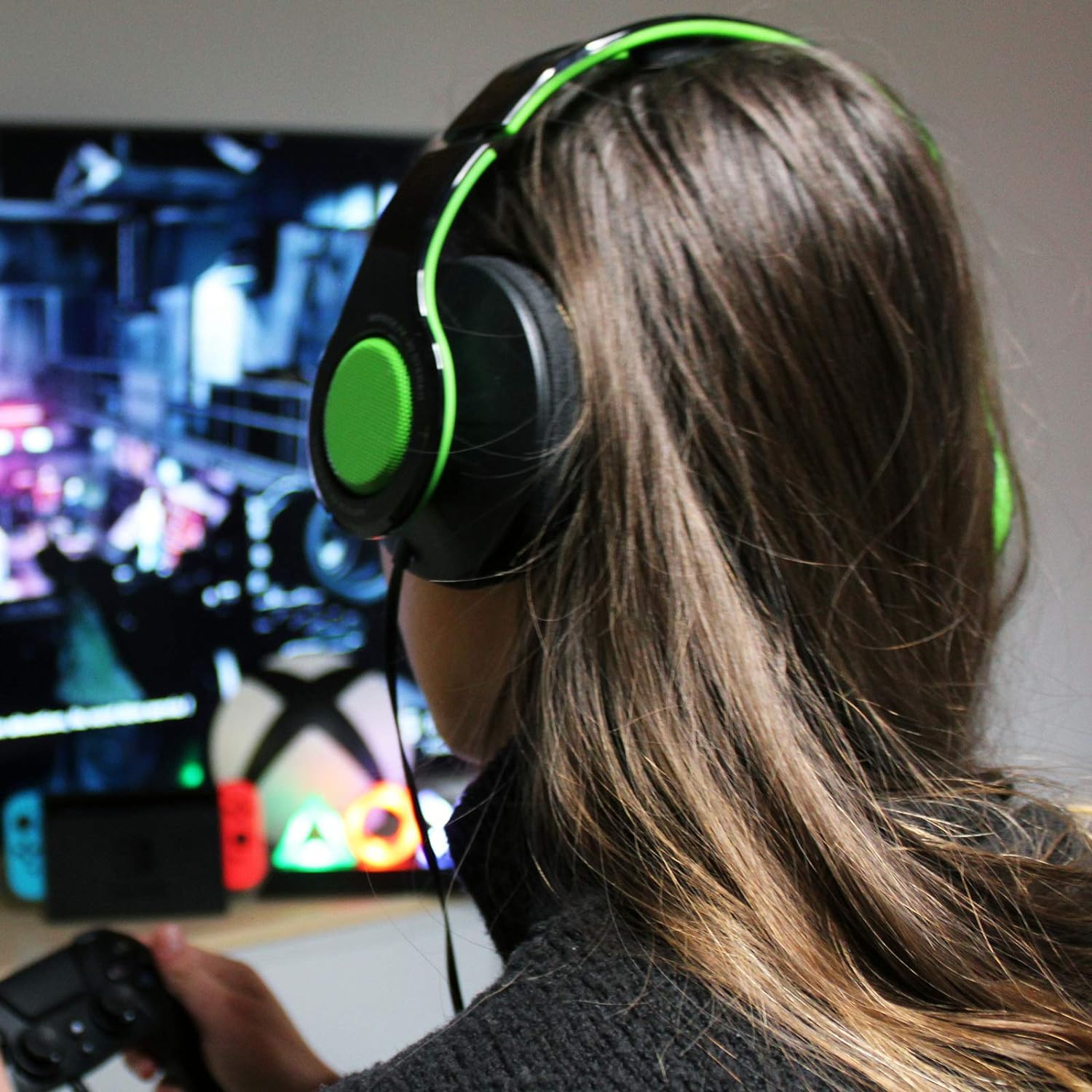 GIOTECK - Casque stéréo Game & Go TX30 Vert Grill pour Xbox Series, Xbox One, PS5, PS4 et Mobile Black and Green