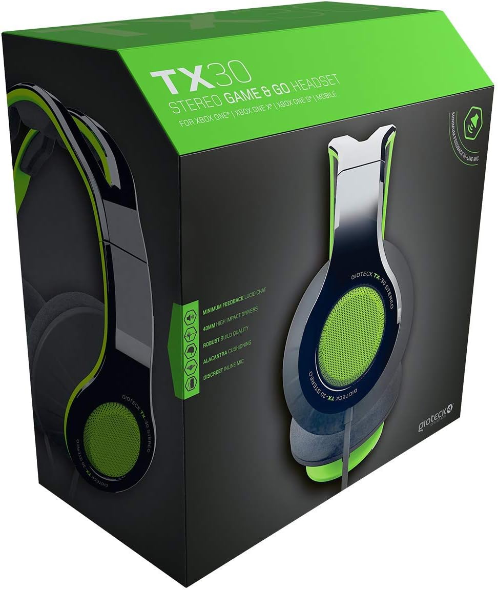 GIOTECK - Casque stéréo Game & Go TX30 Vert Grill pour Xbox Series, Xbox One, PS5, PS4 et Mobile Black and Green