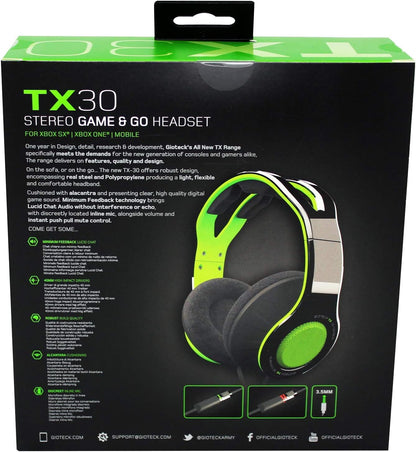 GIOTECK - Casque stéréo Game & Go TX30 Vert Grill pour Xbox Series, Xbox One, PS5, PS4 et Mobile Black and Green