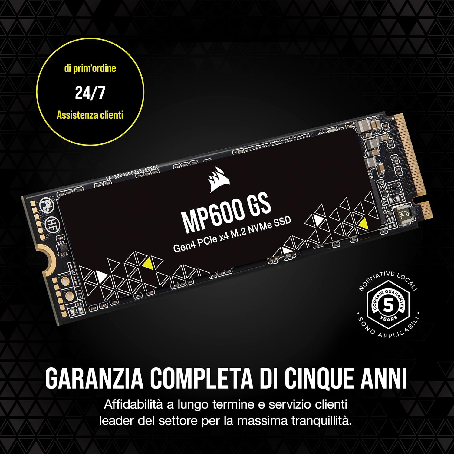 Corsair MP600 GS 500GB PCIe Gen4 x4 NVMe M.2 SSD – High-Density TLC NAND – M.2 2280 – DirectStorage Compatible - Up to 4,800MB/sec – Great for PCIe 4.0 Notebooks - Black