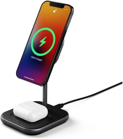 Cygnett MagDesk Wireless 2in1 Desk Stand - MagSafe Compatible Wireless Charger - 1.5m USB-C Cable and 20W USB-C Power Supply Included - CY3775ACOCP