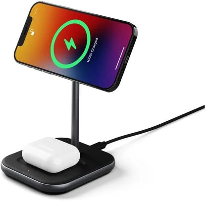 Cygnett MagDesk Wireless 2in1 Desk Stand - MagSafe Compatible Wireless Charger - 1.5m USB-C Cable and 20W USB-C Power Supply Included - CY3775ACOCP
