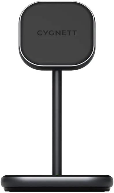 Cygnett MagDesk Wireless 2in1 Desk Stand - MagSafe Compatible Wireless Charger - 1.5m USB-C Cable and 20W USB-C Power Supply Included - CY3775ACOCP